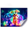 Children's room paintings AI - Neon cartoon dogs | FEEBY
