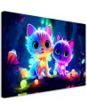 AI Canvas prints for children - Cute neon cats | FEEBY