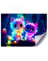 AI Canvas prints for children - Cute neon cats | FEEBY