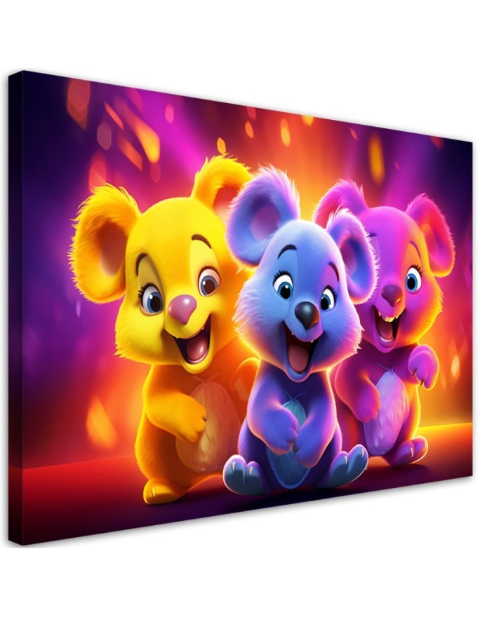 AI Canvas paintings for kids - Neon abstract bears | FEEBY