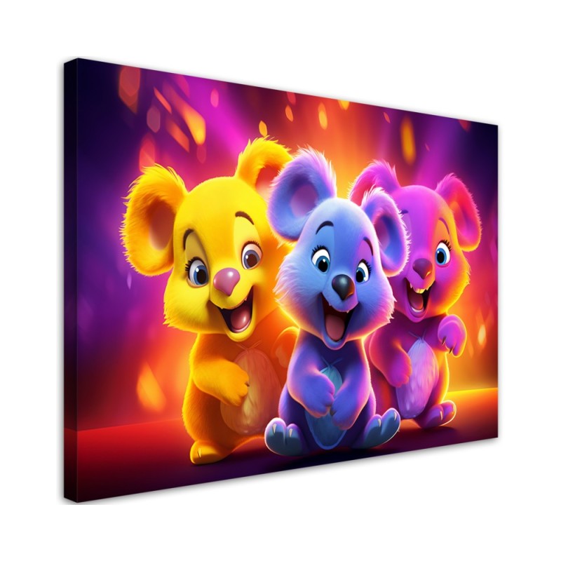 AI Canvas paintings for kids - Neon abstract bears | FEEBY