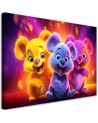 AI Canvas paintings for kids - Neon abstract bears | FEEBY