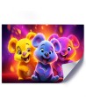 AI Canvas paintings for kids - Neon abstract bears | FEEBY