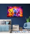 AI Canvas paintings for kids - Neon abstract bears | FEEBY