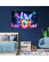 Children's room AI Canvas prints - Cartoon neon bunnies | FEEBY