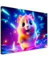AI children's room Canvas paintings - Cute hamster neon | FEEBY