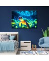 Children's room Canvas pictures AI - Space turtle neon | FEEBY