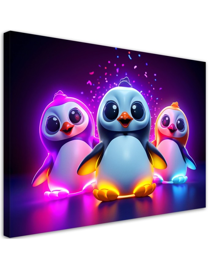 Canvas print Nenon penguins...