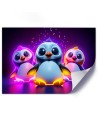 Children's room Canvas paintings AI - Neon penguins | FEEBY