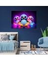 Children's room Canvas paintings AI - Neon penguins | FEEBY