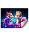 Children's room paintings AI - Neon cartoon squirrel | FEEBY