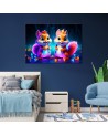 Children's room paintings AI - Neon cartoon squirrel | FEEBY