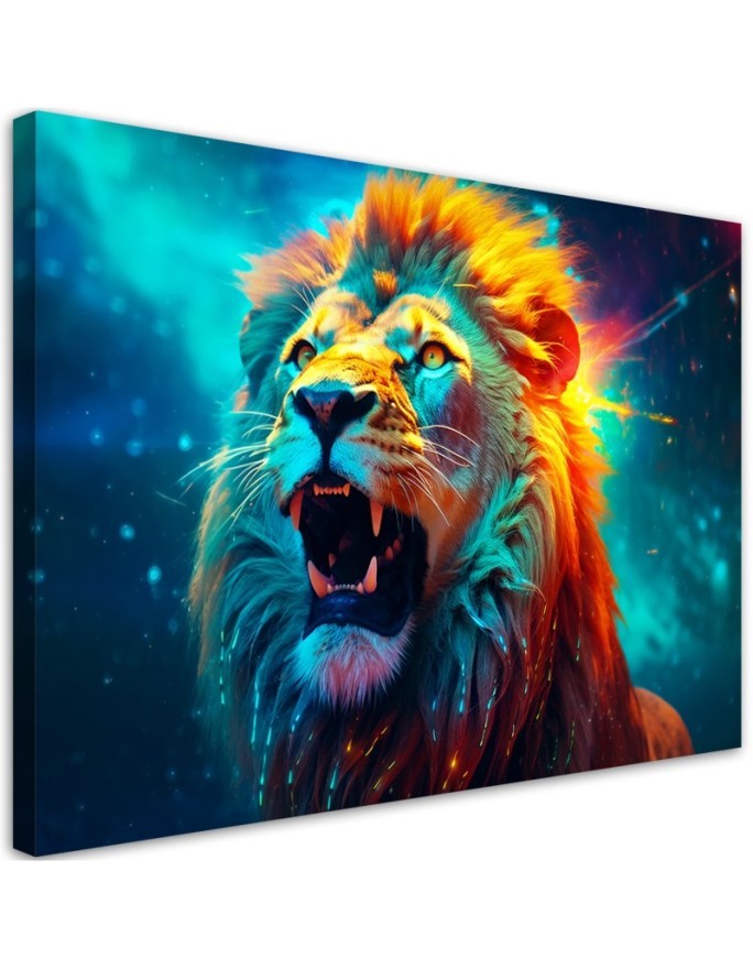 Beautiful Canvas paintings for the wall - Abstract Lion Neon AI | FEEBY