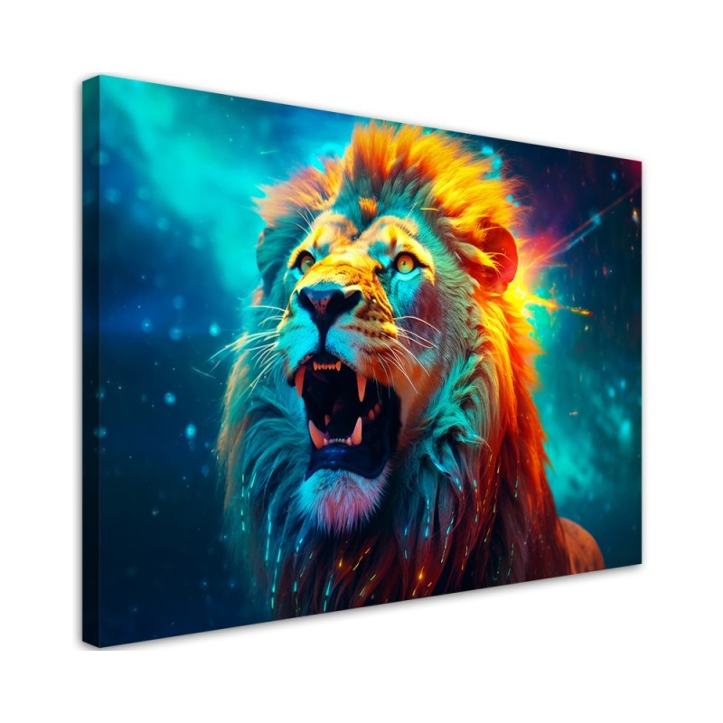 Beautiful Canvas paintings for the wall - Abstract Lion Neon AI | FEEBY
