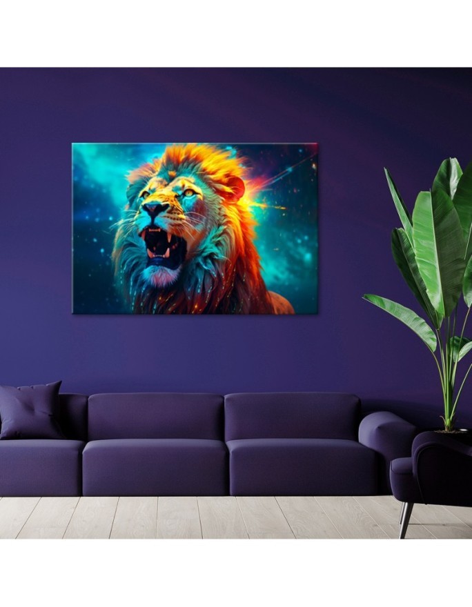 Beautiful Canvas paintings for the wall - Abstract Lion Neon AI | FEEBY