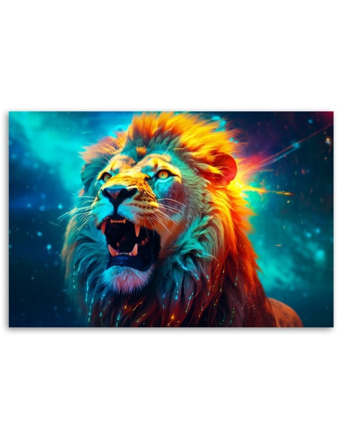 Beautiful Canvas paintings for the wall - Abstract Lion Neon AI | FEEBY