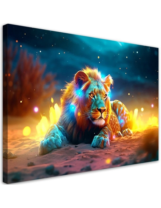 Exclusive Canvas paintings on canvas - Neon Lion Abstract Nature | FEEBY