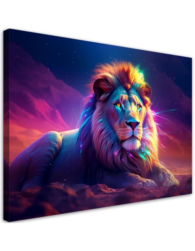 Canvas print AI Neon Lion...