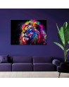 AI wall art painting - Neon colour lion | FEEBY
