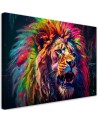 Printable wall painting AI - Neon Lion Colourful | FEEBY