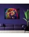 Printable wall painting AI - Neon Lion Colourful | FEEBY