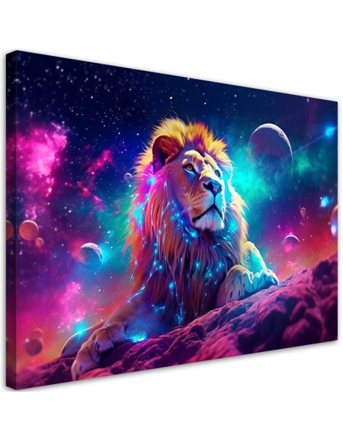 Wall painting AI - Neon Lion Abstract | FEEBY