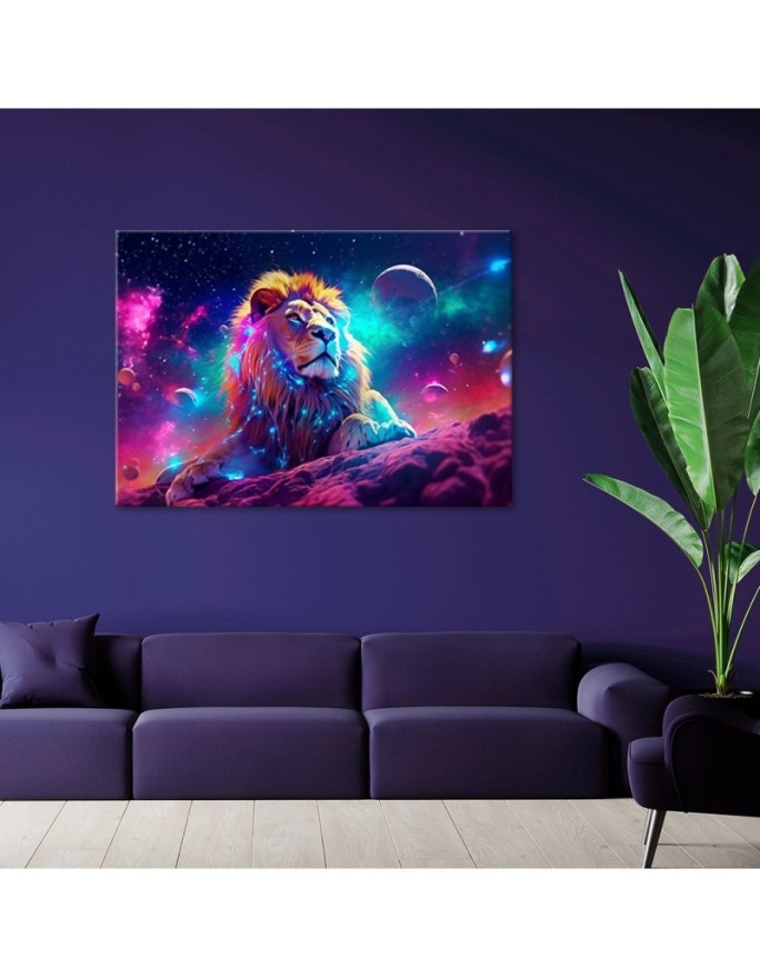 Wall painting AI - Neon Lion Abstract | FEEBY