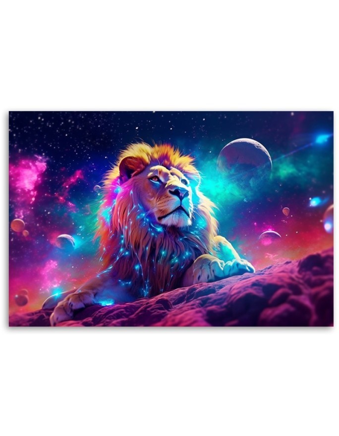 Wall painting AI - Neon Lion Abstract | FEEBY