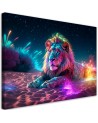 Stylish paintings AI - Neon Lion Nature Abstraction | FEEBY