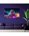 Stylish paintings AI - Neon Lion Nature Abstraction | FEEBY
