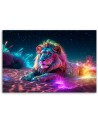Stylish paintings AI - Neon Lion Nature Abstraction | FEEBY