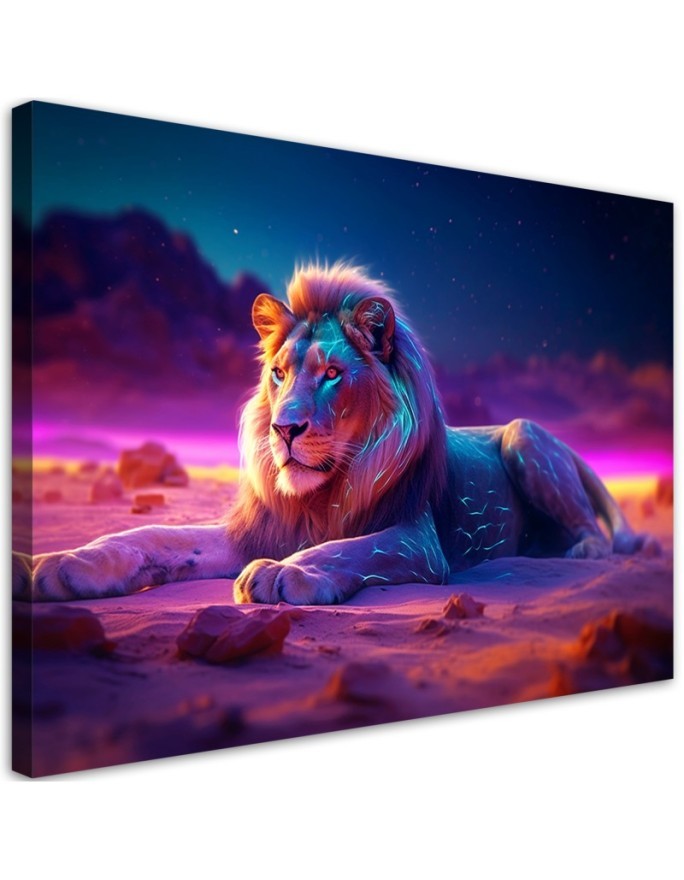 Modern paintings AI - Lion Nature Animal Neon | FEEBY