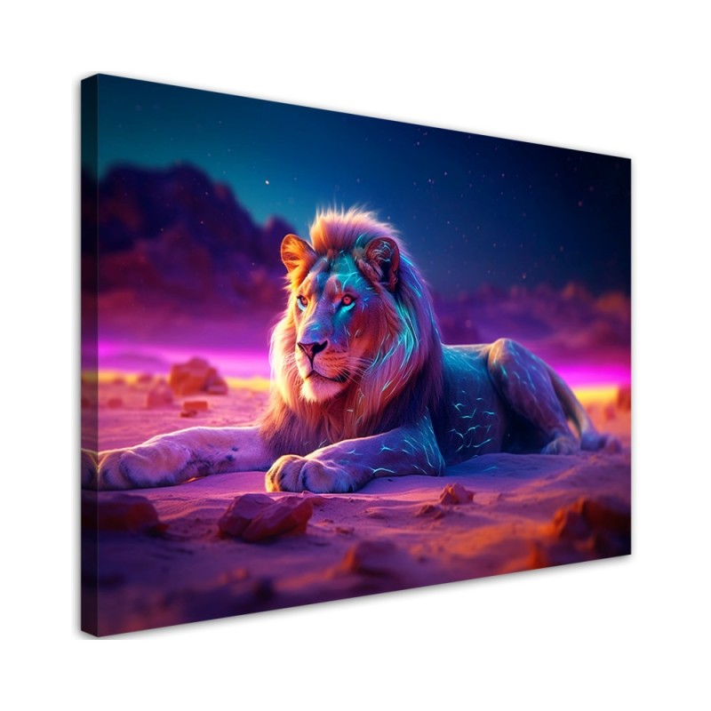Modern paintings AI - Lion Nature Animal Neon | FEEBY