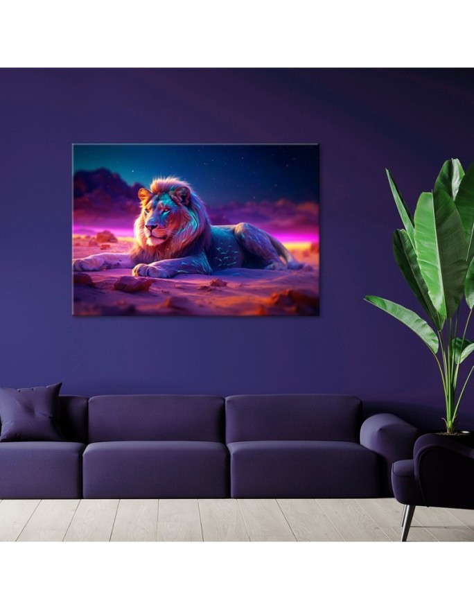 Modern paintings AI - Lion Nature Animal Neon | FEEBY