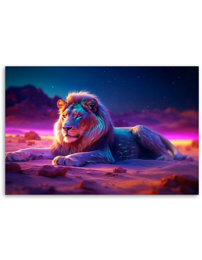 Modern paintings AI - Lion Nature Animal Neon | FEEBY
