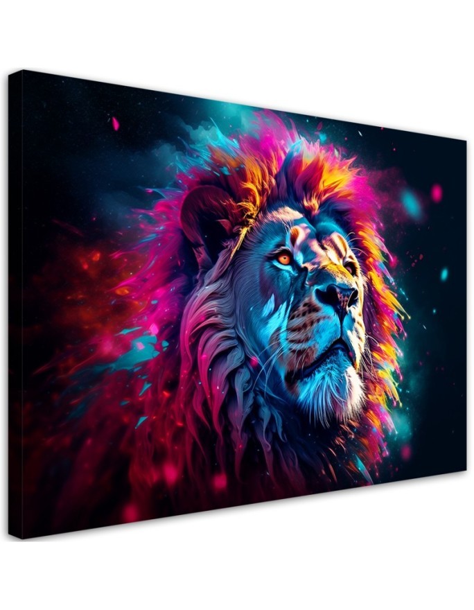 The most fashionable paintings AI - Neon Lion Animal Africa | FEEBY