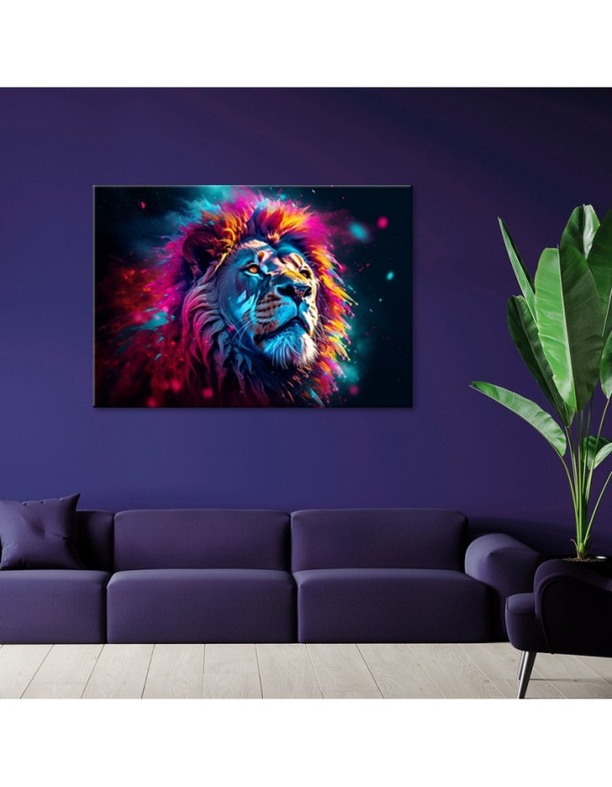 The most fashionable paintings AI - Neon Lion Animal Africa | FEEBY