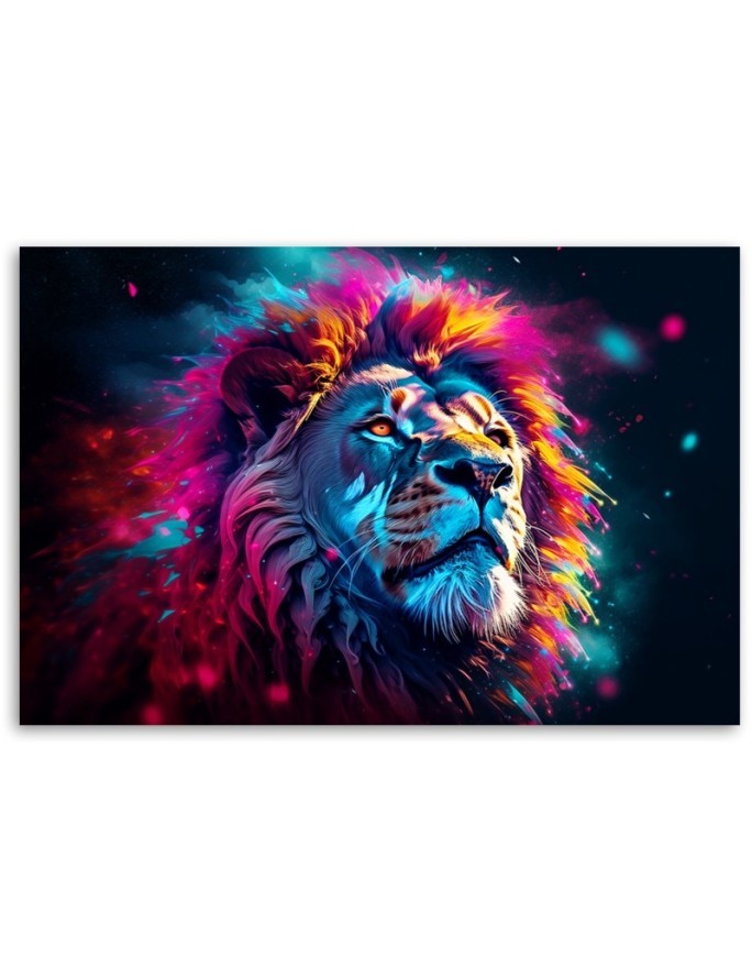 The most fashionable paintings AI - Neon Lion Animal Africa | FEEBY