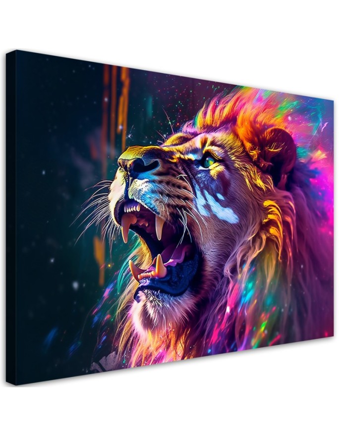Canvas print Lion Roar Neon...