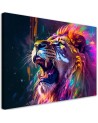 Canvas print AI - Lion Roar Neon Abstract | FEEBY
