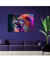 Canvas print AI - Lion Roar Neon Abstract | FEEBY