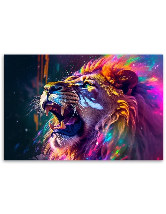 Canvas print AI - Lion Roar Neon Abstract | FEEBY