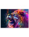 Canvas print AI - Lion Roar Neon Abstract | FEEBY