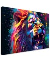 AI Wall art painting - Lion Roar Neon Abstraction | FEEBY