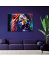 AI Wall art painting - Lion Roar Neon Abstraction | FEEBY