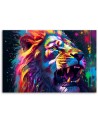 AI Wall art painting - Lion Roar Neon Abstraction | FEEBY