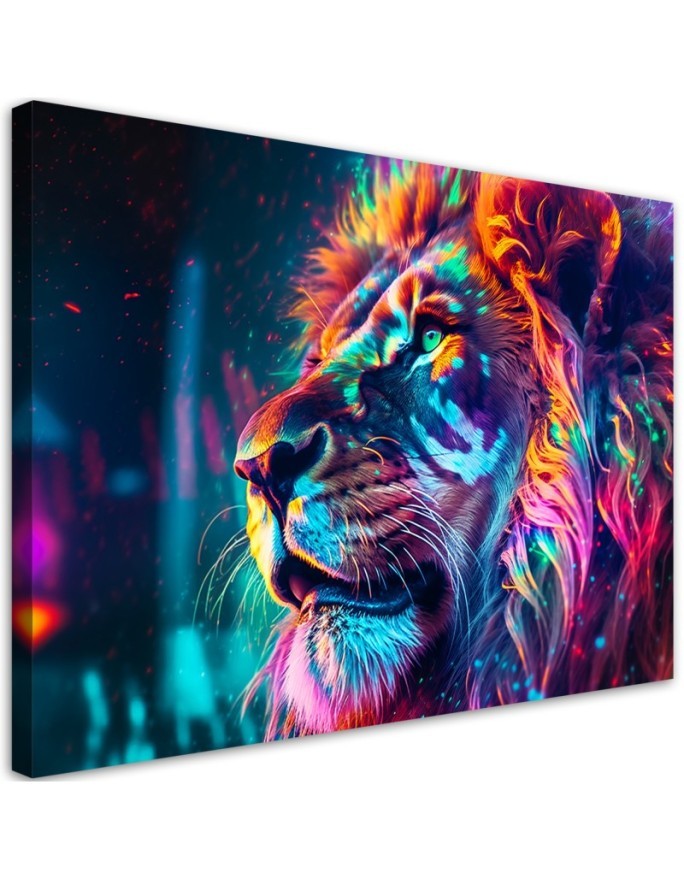 Stylish paintings for living room - Neon Animal Lion AI | FEEBY