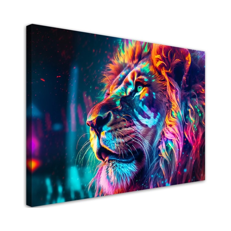 Stylish paintings for living room - Neon Animal Lion AI | FEEBY