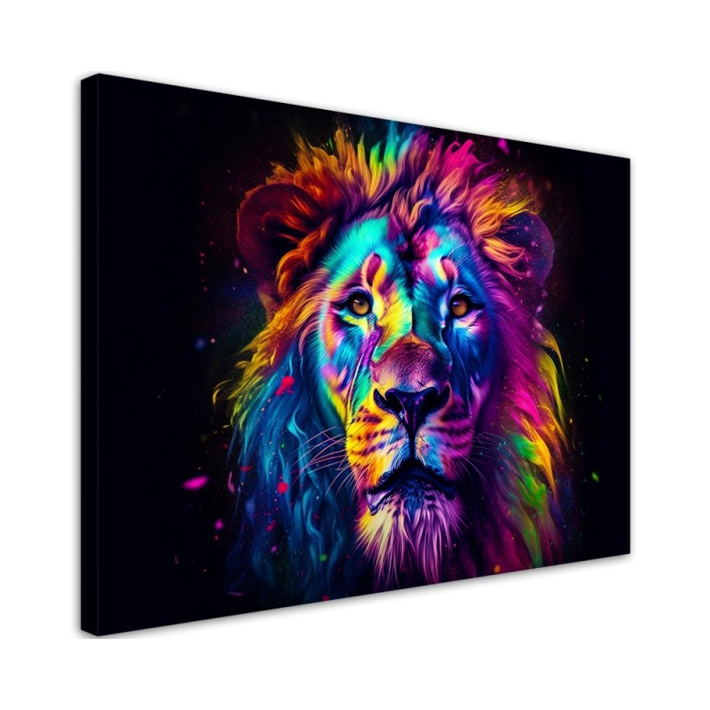 AI wall paintings - Colourful Neon Lion Portrait Ai | FEEBY