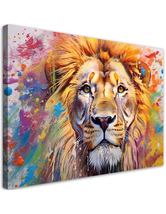 Stylish paintings for the living room - Lion Abstraction Watercolour AI | FEEBY